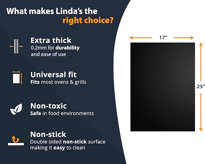 Oven Liners for Bottom of Oven - 2 Pack Large Heavy Duty Mats, 17”x25” Non-Stick Reusable Liner for Electric, Gas, Toaster Ovens, Grills - BPA & PFOA Free Kitchen Accessory to Keep Oven Clean (Black)