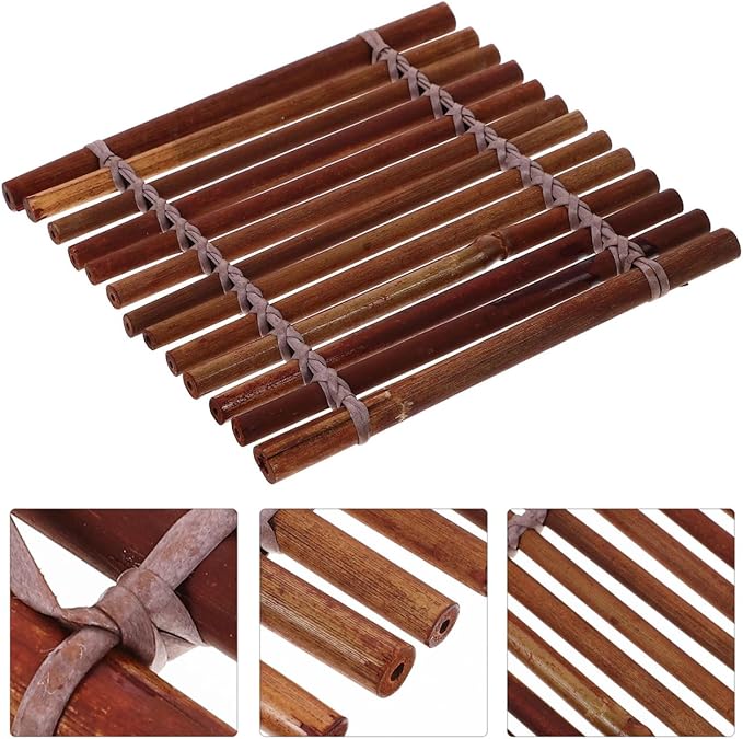 BESTOYARD 5.11-Inch Japanese Sashimi Bamboo Sheet- Decorative Platter Sushi Making Rolling Mats for Seafood Presentation Table Decor