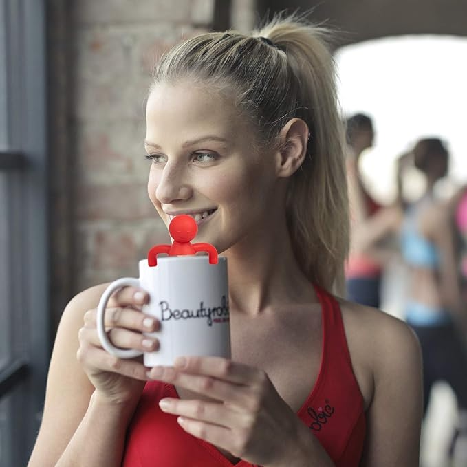 Leden Tea Infuser Cute Tea Strainer for Loose Tea Stainless Steel Fine Mesh Tea Ball Steeper with Silicone Lid for Mug and Cup, Red