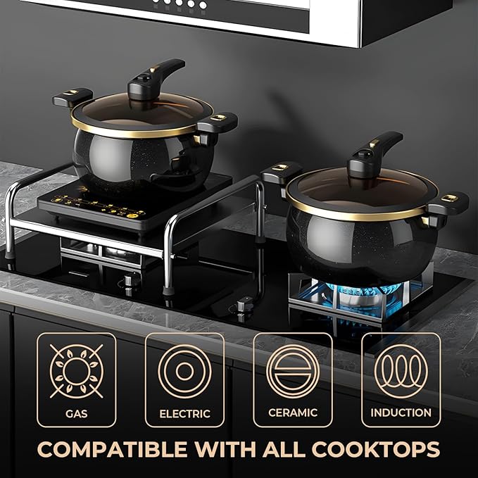 Nonstick Ceramic Coated Sauce Pan with Lid Blue Crock Pot with Twist & Lock Handles, Micro Pressure Cooker Versatile Stockpot with lid, Bottom Big Soup Canning Pots,Simmer Pots (BLUE, 5.5Quarts)