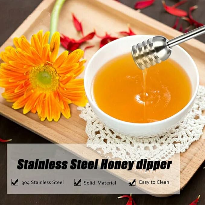 Stainless Steel Honey Dipper Stick 6.3 Inch Honey Wand Server for Honey Pot Dispense Drizzle Honey, Wedding Party Favors, Baby Shower (Green)