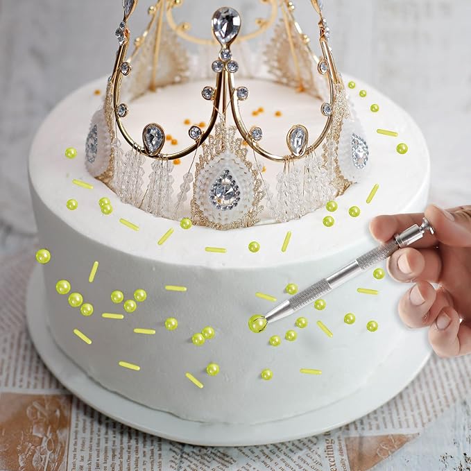 Kasvan Green Mix Sugar Sprinkles - Edible Candy Pearls with 4-Claw Sprinkle Pen,118g/4.16 Oz, Gift Box Pack, Baking Cake Decorations, Ice Cream Toppings and Cookie Decorating (Green)