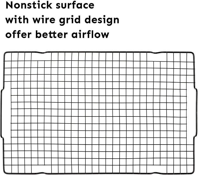 HULISEN Cooling Rack 2 Pack - 16" x 10", Nonstick Baking Rack with Handle fits Half Sheet Pan, Cookie Cooling Racks for Baking and Cooking, Wire Smoker Racks for Grilling, Oven Safe