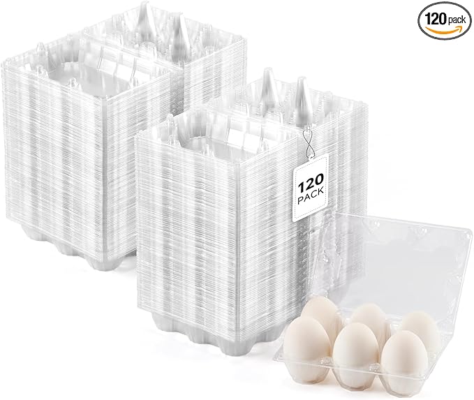 120Pack Jumbo Egg Cartons Duck Egg Cartons Extra Large Egg Containers XL Egg Tray Holders for Home Ranch Chicken Farm, Commercial Business Market Display, 2x3 Grids