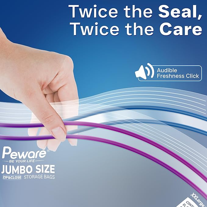 Large Storage Bags, 16"x20" Jumbo Plastic Bag, BPA Free, 3.5 Gallon XL Zipper Lock Baggies for Clothes Pillow Travel Moving - 30 Roomy Bags