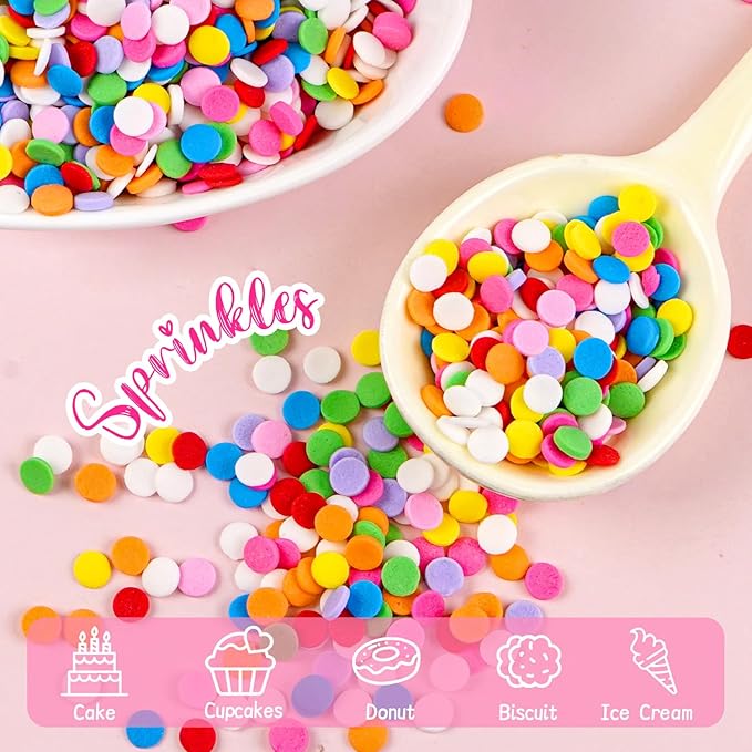 Rainbow Round Sprinkles, Birthday Confetti Edible Cake Decorations, Round Sprinkles For Cupcake, Cake Decorating, Ice Cream, Cookie, 150g/5.29oz