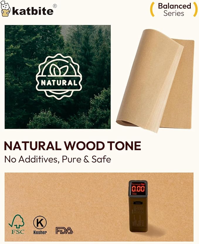 Katbite 200 Pcs Parchment Paper, 8 x 8 Inch Unbleached Baking Paper, Oil Resistant & Easy Clean, Non-Stick Precut Parchment Paper Sheets for Baking Square, Cooking, Air Fryer [Balance Series]