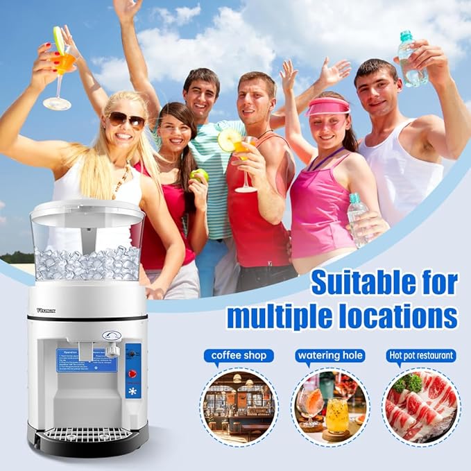 400W Commercial Snow Cone Machine with Safety Switch & Emergency Button, 1058lbs/ Hr Rotate Speed & Strong Power Tabletop Electric Shaved Ice Machine for Parties Events Snack Bar(12.6Qt)