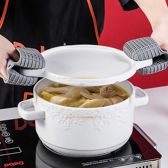 Mini Silicone Oven Mitts Set, Oven Mitts Heat Insulation, Oven Gloves for Kitchen Cooking and Baking, Protecting Fingers Mini Oven Hand Clips are Sold in Pairs(Square-Gray)