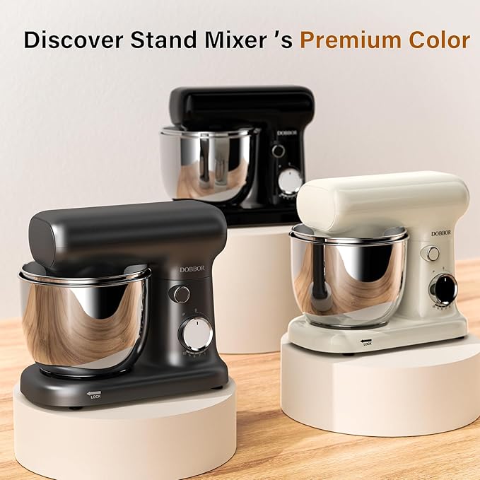 Stand Mixer with 3QT+3.5QT Dual Bowls, 10-Speed Electric 300W Food Mixer - Includes Egg Whisk, Dough Hook & Flat Beater for Home Baking & Daily Cooking (GraySilver)