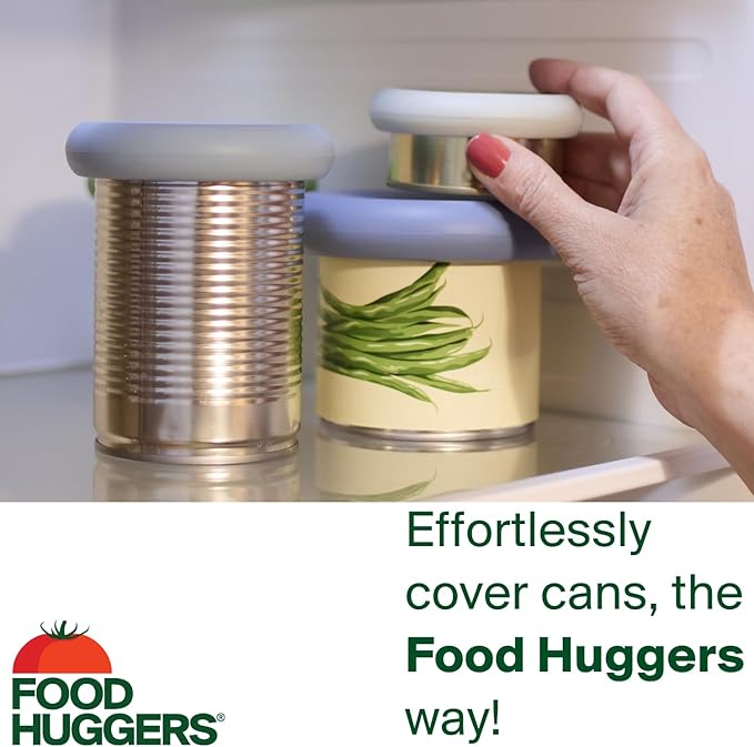 Food Huggers 3 Can Covers | Reusable Can Lids Snugly Seal Cans and Jars | 100% Food Grade Durable Silicone | Plastic Free (Blue)