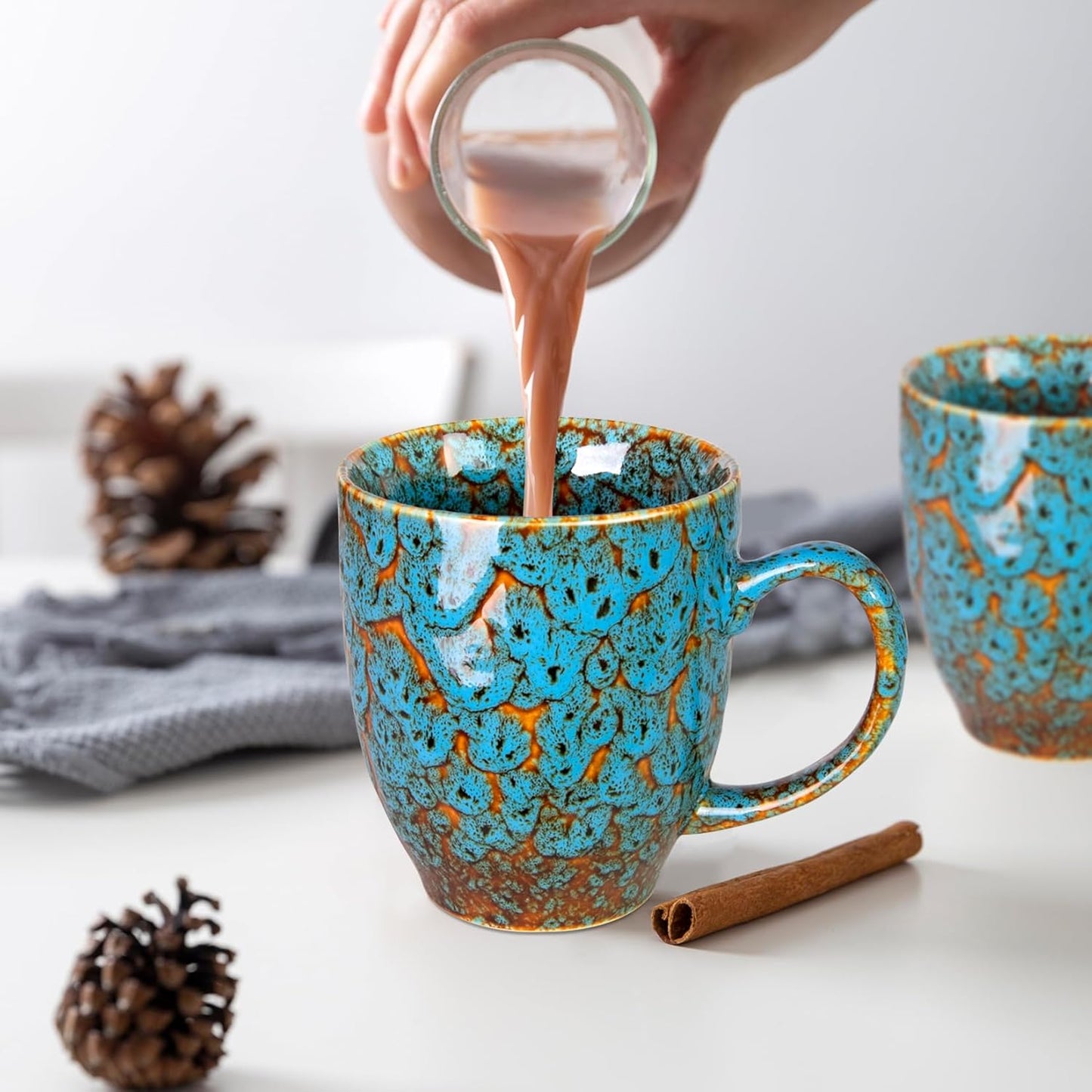 Set of 2 Durable 16 oz Coffee Cups, Large Coffee Mugs with Ergonomic Handle, Ceramic Mugs Dishwasher & Microwave Safe, Ideal Tea Mugs for Home, Office, Gifts (coffee, Tea, Hot Cocoa, Latte Cup)