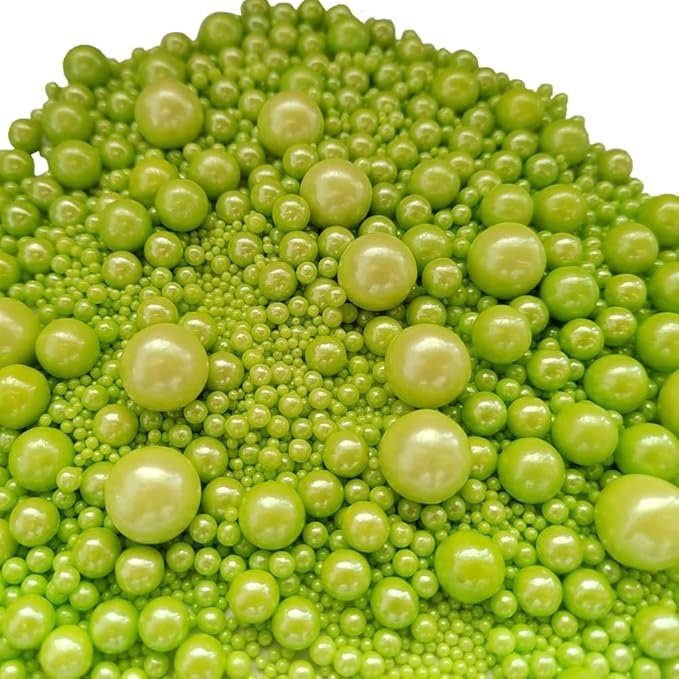 Edible Green Sugar Pearls Candy Sprinkles 120G/ 4.23Ounce Baking Cake Sprinkles Cupcake and Cake Topper Cookie Decorations Wedding Party Valentines Halloween Christmas Supplies