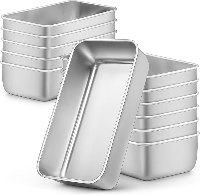 LIANYU Bread Loaf Pans Set of 12, 9x5 Inch Stainless Steel Bread Baking Pans for Homemade Sourdough, Sandwich, Meatloaf, Easy Release & Dishwasher Safe