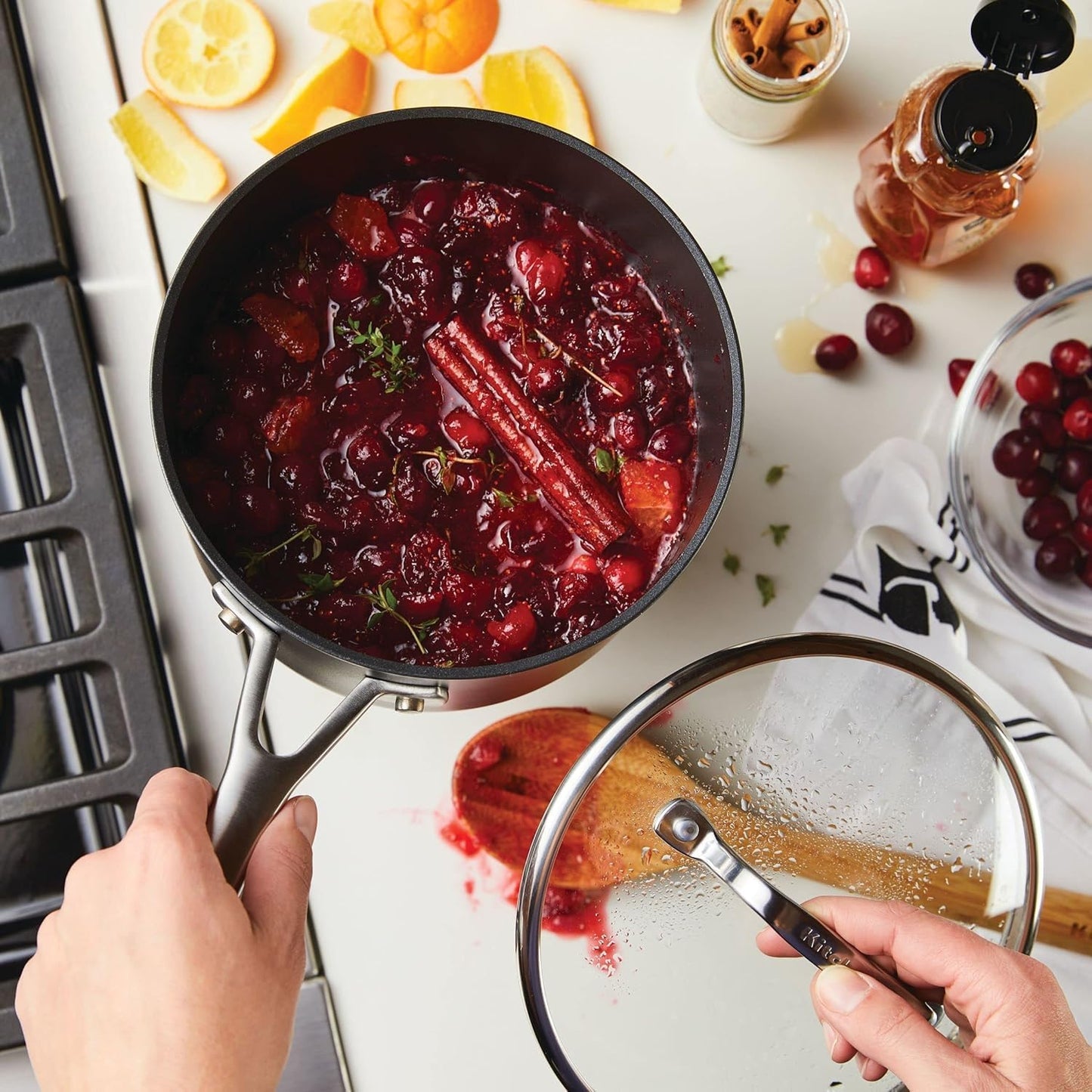 KitchenAid Hard Anodized Induction Nonstick Saucepan with Lid, 2 Quart, Matte Black