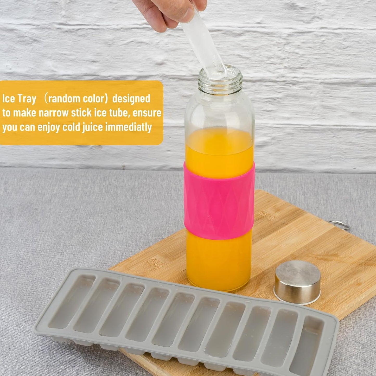 Zukro Glass Water Bottles with Lids 18 oz, Reusable Clear Juice Bottles Stainless Steel Airtight Cap for Juicing, 100% Leak Proof Juice Drinking Jar With Sleeve for Refrigerator, BPA Free, Set of 10