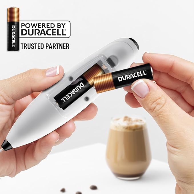 Zulay Kitchen Patented Tornado Triple Whisk Milk Frother with 4 Duracell Batteries – Handheld Foam Maker for Coffee, Lattes, Matcha & Hot Chocolate – Rich, Creamy Froth in Seconds