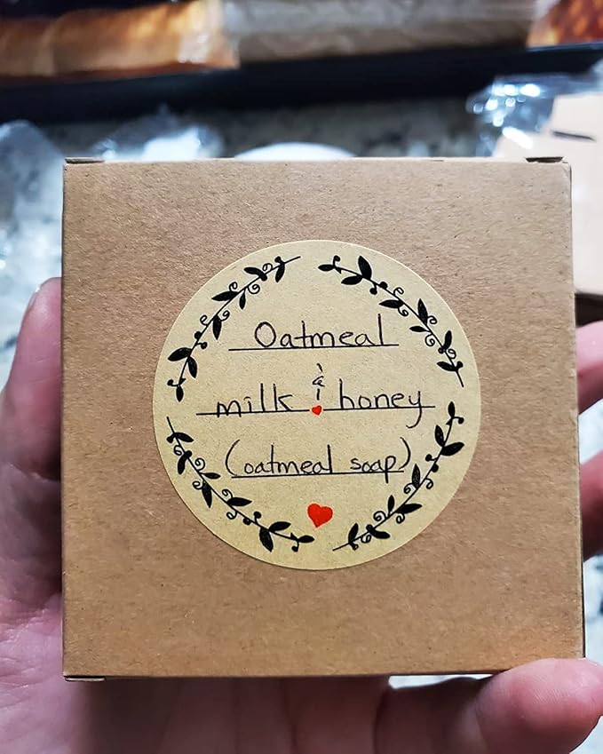 500pcs 2" Label Stickers for Jars and Lids, Wreath Design with 3 Lines for Writing, Kraft Sticker Labels Pantry Labels, Mason Jar Labels Canning Labels Bottle Labels