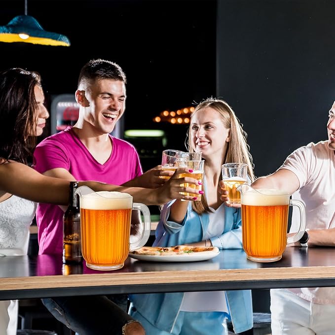 Tessco for you 6 Pcs Plastic Pitchers 60 Ounce Clear Restaurant Jug Large Water Pitcher Carafe Serve Milk Tea Juice Drink for Parties Container Dispenser Beer Jar