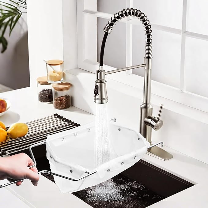 Fryer Filter Bag & Frame Set, Reusable Oil Strainer for 70 lb Cooking Oil, Fine Mesh to Capture Crumbs, Durable for Home & Commercial Use, with 1 Professional Food Thermometer