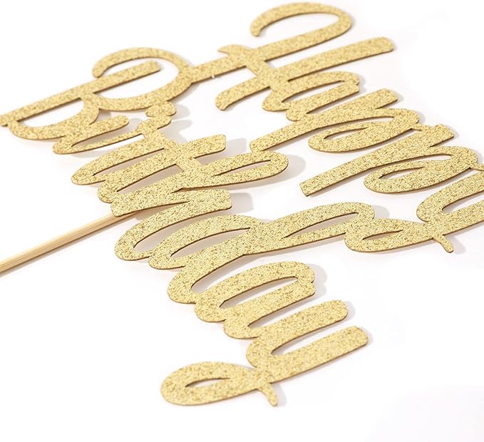 Happy Birthday cake topper - 1/10/13/15/16th gold cake topper, 1st/21st birthday party cake Happy Birthdays,30/40/50/60/70/80/90/100th happy birthday cake topper