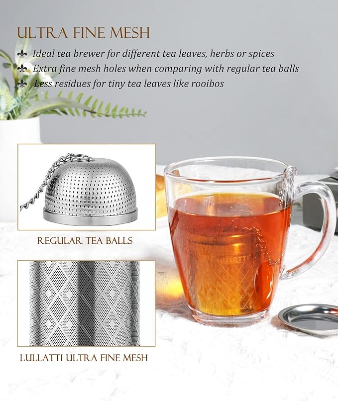 Tea Infusers for Loose Tea, 18/8 Stainless Steel Tea Strainer Set, Extra Fine Mesh Tea Steeper for Brew Tea, Spices & Seasoning