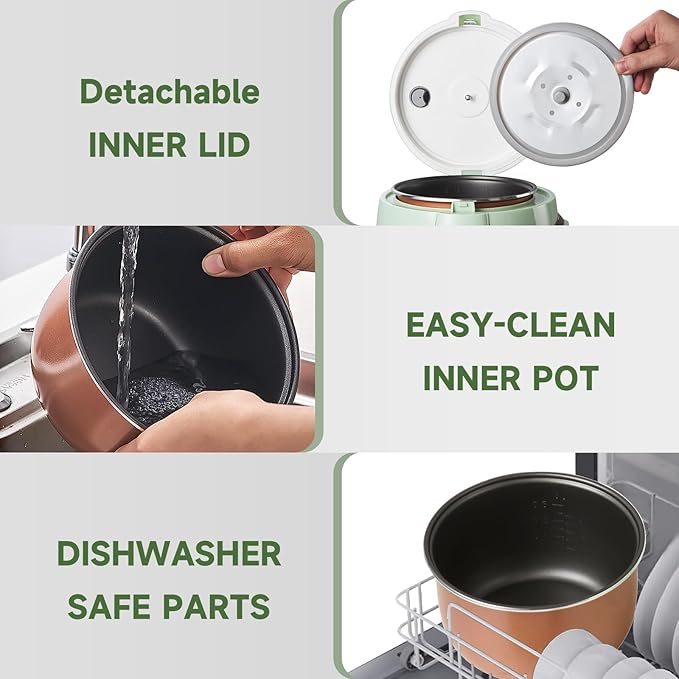 Rice Cooker 6 Cup (Cooked), Small Rice Cooker with 6 Cooking modes,24-Hr Delay Timer and Auto Keep Warm Function, Non-Stick Inner Pot,1.6L Suitable For 1-3 People
