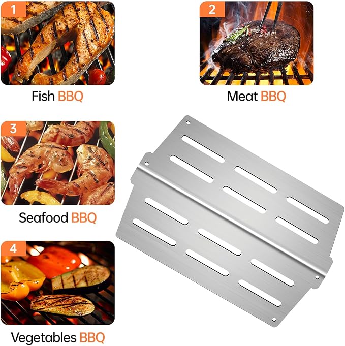 7620 Flavorizer Bars 7622 Heat Deflector for Weber Genesis Grill Parts 300 Series E/S-310 320 330 EP/cep-310 320 330 (with Front Control Knob),Stainless Steel Heat Plate