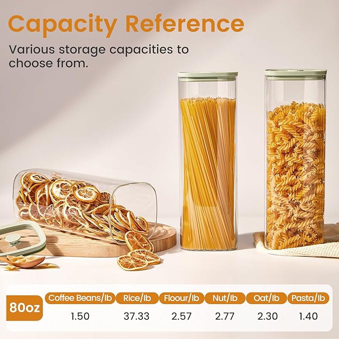 Square Glass Food Storage Jars with Lids[Set of 3], Perfect for Pasta, Cookies, Nuts, Coffee, Cereal, Flour, Organize Your Kitchen with these BPA-Free Glass Jars with Silicone Lids