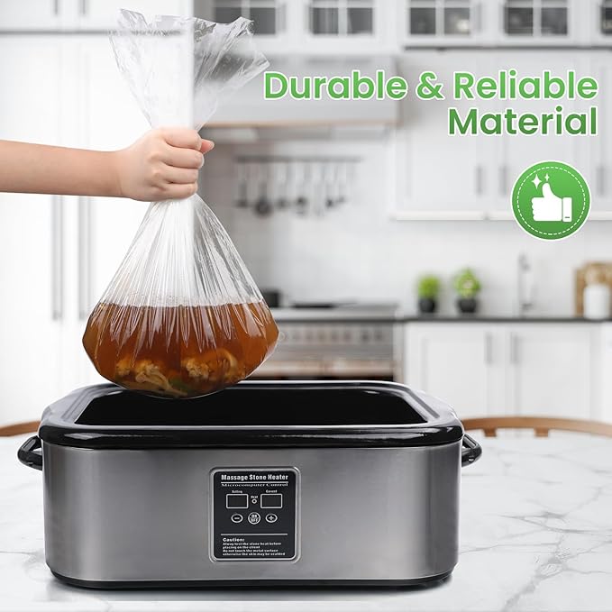 CAREGY Electric Roaster Liners 34 x 18 Inch 15 Counts Disposable Roaster Liners Fits 16, 18, 22 Quarts Roasters, Roasting Oven Liners Cooking Bags for Immediate Cleanup