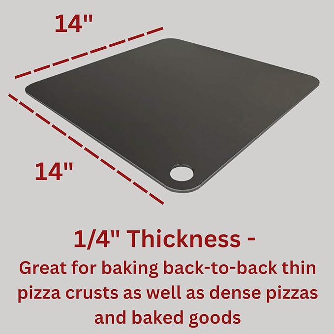 14" by 14" Pizza Steel (1/4" Thickness) - Multipurpose Cooking Steel for Ovens & Grills - Made in the USA