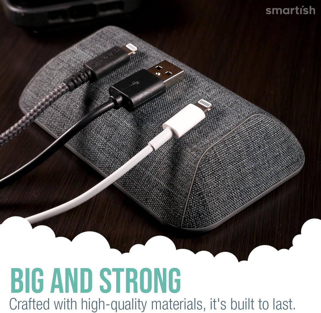 Smartish® Magnetic Cord Holder - Bigger Cable Wrangler Organizer with Magnet Clips for Charger Management on Desktop, Nightstand, or Side Table - Holds 6+ Cables - No. 2 Pencil Gray