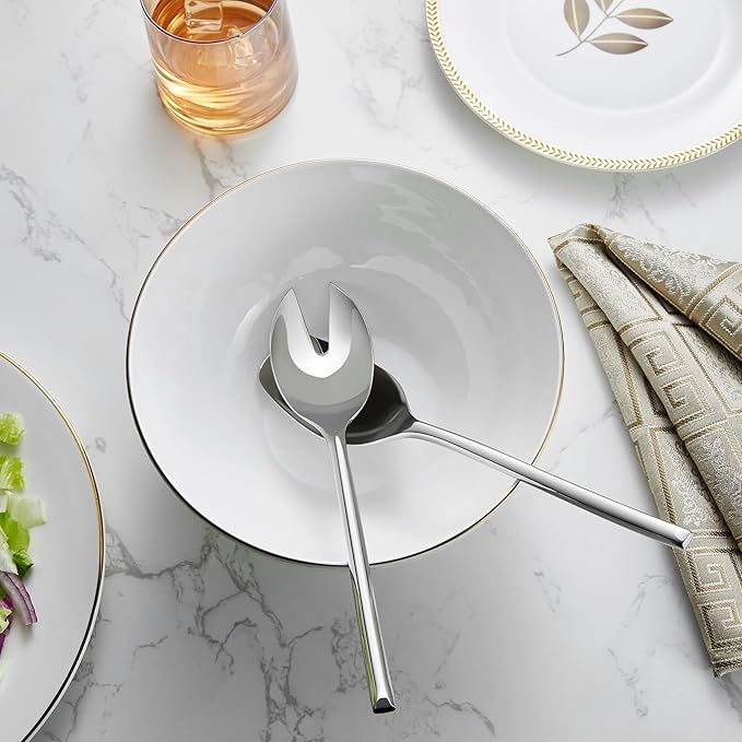 KEAWELL Premium 10" Salad Serving Set, 18/10 Stainless Steel, Mirror-Polished, Includes Salad Spoon and Fork, Set of 2
