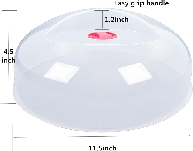 Microwave Cover for Food, Large Microwave Plate Cover Guard Lid with Steam Vents Keeps Microwave Oven Clean, 11.5 Inch BPA Free & Dishwasher Safe-2PCS red