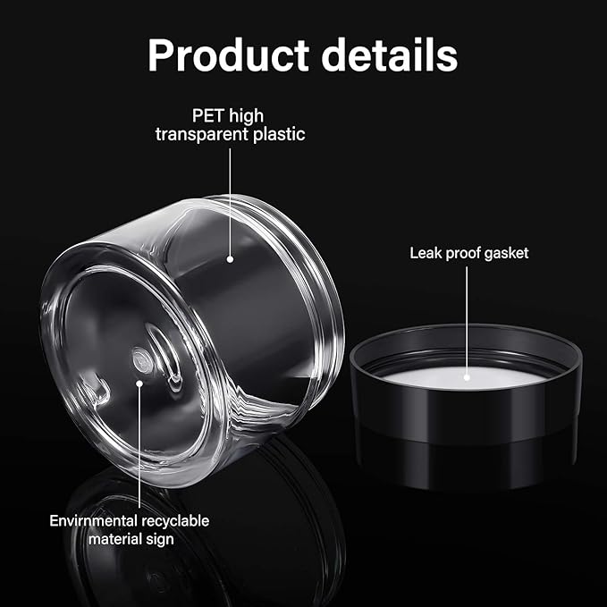 6 Pack 6 oz Plastic Jars Refillable Containers with Lids Wide-mouth Leakproof Reusable Round Empty Jars for Travel Cosmetic Dry Food Spice Cookie Candy Home Kitchen Organizing (Clear)