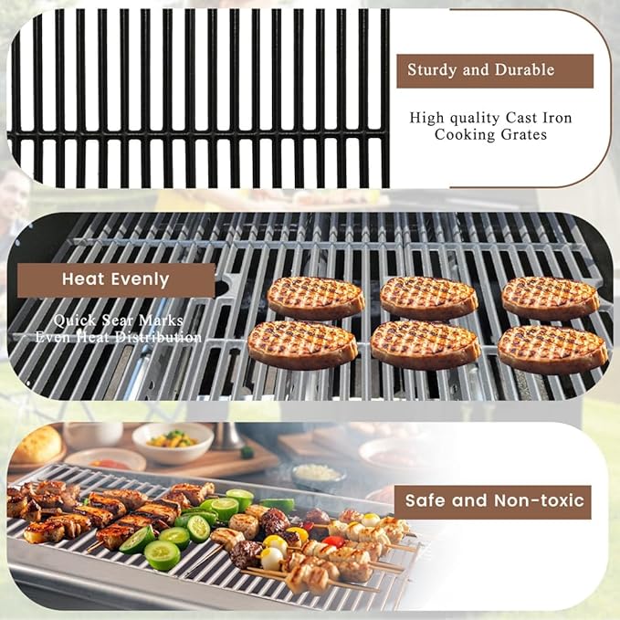 CF876C (3-Pack) 16 7/8" Cast Iron Cooking Grid for Charbroil 463441312, 463432215 463461613 463436214 463436215 463441514 463440109 463436213 463420508