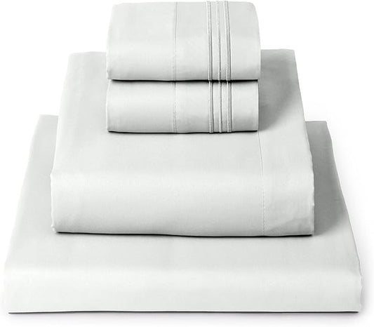 Mellanni California King Sheets Set - 4 PC Iconic Collection Bedding - Hotel Luxury, Extra Soft, Cooling Bed Sheets - Wrinkle, Fade, Stain Resistant (Cal King, Ivory)