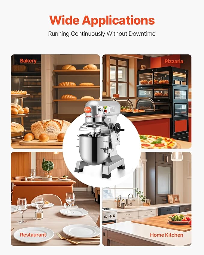 Happybuy 15Qt Commercial Food Mixer with Timing Function， Commercial Mixer 600W Stainless Steel Bowl Heavy Duty Electric Food Mixer Commercial with 3 Speeds Adjustable, Perfect for Bakery Pizzeria