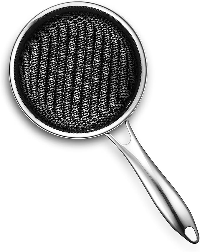 HexClad Hybrid Nonstick 1-Quart Saucepan with Tempered Glass Lid, Stay-Cool Handle, Dishwasher-Friendly, Oven-Safe Up to 900°F, Induction Ready, Compatible with All Cooktops