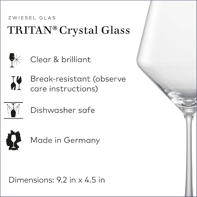 ZWIESEL GLAS Pure Burgundy Red Wine Glass (Set of 4), Graceful Burgundy Glasses for Red Wine, Dishwasher-Safe Tritan Crystal Glasses, Made in Germany (23 Ounce)