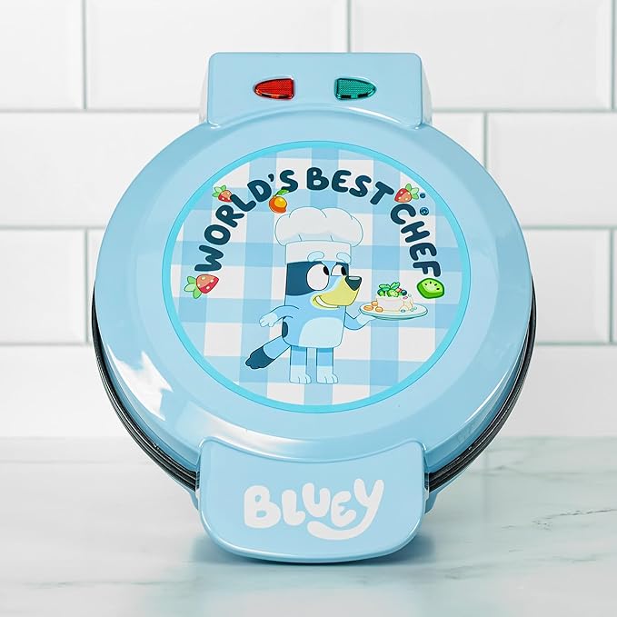 Uncanny Brands Bluey Waffle Maker – Non-Stick Round Waffle Iron – Easy to Use and Clean