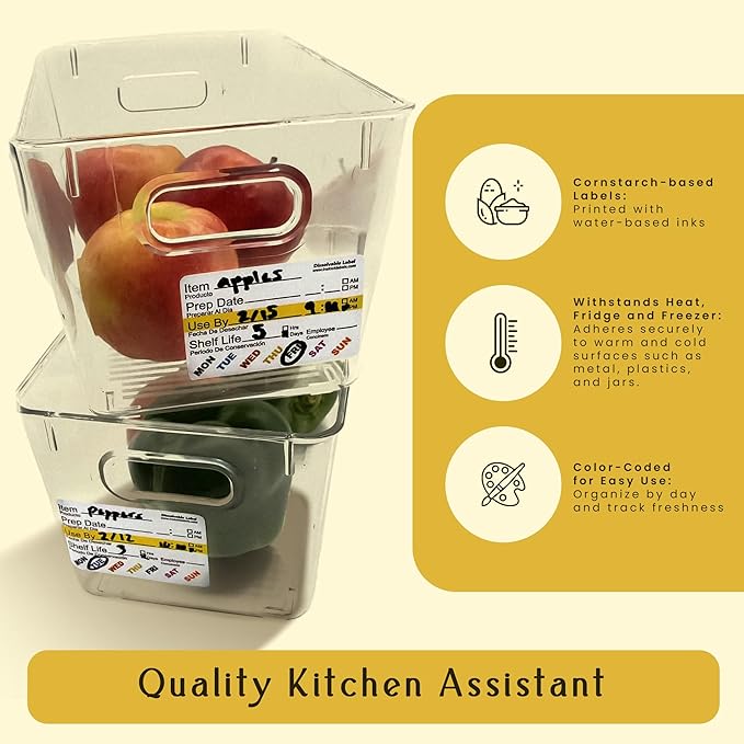 InStockLabels Dissolvable Food Labels - 2” x 3” (2500 Labels) - Rotation Food Stickers for Kitchen & Restaurant Supplies - Ideal for Jar, Containers and Freezer Storage, Kitchen Stickers