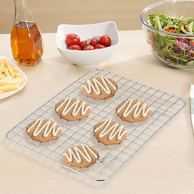 Stainless Steel Cooling Rack Size - Small, 8 x 11.75 Inches, Dishwasher-Safe, Oven Safe, Cookie Cooling Racks for Baking & Cooking - Pack of 6