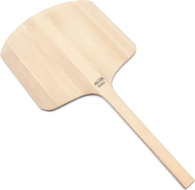 New Star Foodservice 536181 Restaurant-Grade Wooden Pizza Peel, 19" L x 18" W Plate, with 17" L Wooden Handle, 36" Overall Length…