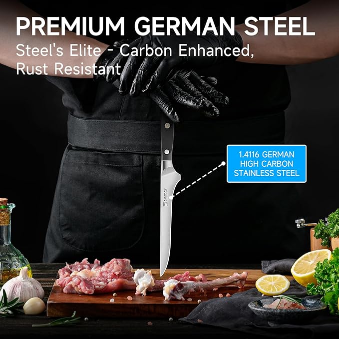 KEEMAKE Boning Knife for Meat Cutting, 5.5 Inch Fillet Knife for Fish, High Carbon Stainless Steel Ultra Sharp Japanese Kitchen Knives for Meat Poultry Cutting