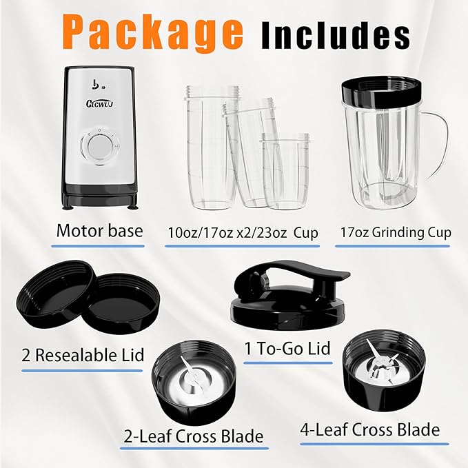 Smoothie Blender, Personal Blender for Shakes and Smoothies,12Pcs Coffee Grinder and Countertop Blenders Combo for Kitchen, Portable Smoothie Blenders with 10oz/17oz x2/23oz Cups (BLACK) (black2)