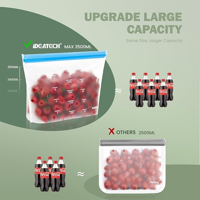 Dishwasher Safe Reusable Storage Bags Stand Up - BPA Free Reusable Sandwich Bag - Leakproof Gallon Freezer Bags, Silicone Food Storage Bags - Multicolor 6 Gallon + 6 Sandwich + 6 Snack Bags