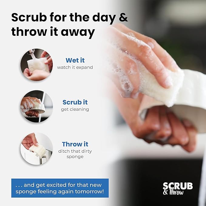 Scrub & Throw Scrub Sponges (30-Pack), Eco-Friendly, All-Purpose Household Natural Loofah Sponges, for Dishes, Cleaning, Biodegradable, Non-Scratch