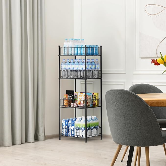 OYEAL Water Bottle Storage Holder 4 Tier Can Organizer for Pantry, Large Capacity Soda Can Organizer for Kitchen Party Organizers and Storage, Tumbler Mug Cup Holders