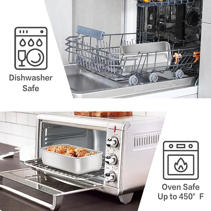 E-far 8 Pack Stainless Steel Loaf Pans, 9x5 Inch Bread Bread Pans, Metal Bakeware for Baking Bread Cake Meatloaf Brownies, Healthy & Non Toxic, Easy Release & Dishwasher Safe